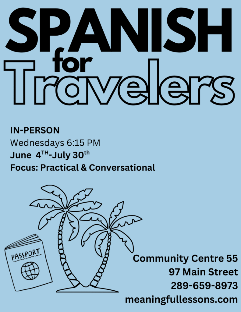 TRAVELING WORKSHOP FLYER FOR SPANISH LEARNERS.